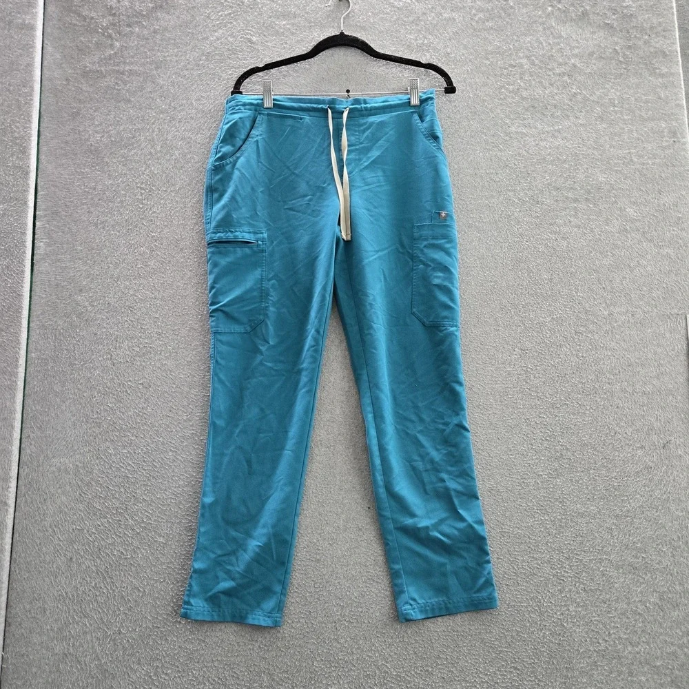 FIGS Women Scrub Pants Small Blue Yola Slim Cargo Straight Drawstring 28